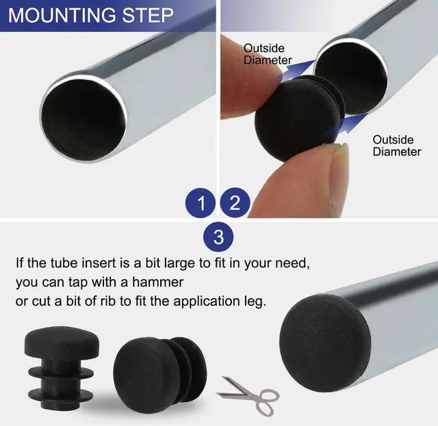 Alt view image 5 of 8 - 1/2" 14mm OD Plastic Round Tube Inserts Protector 36pcs, 0.43"-0.51" Inner Dia