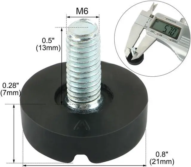 Alt view image 2 of 2 - Adjustable Screw Slotted Head Leveling Feet Black Silver Tone M6x13mm 10 Pcs