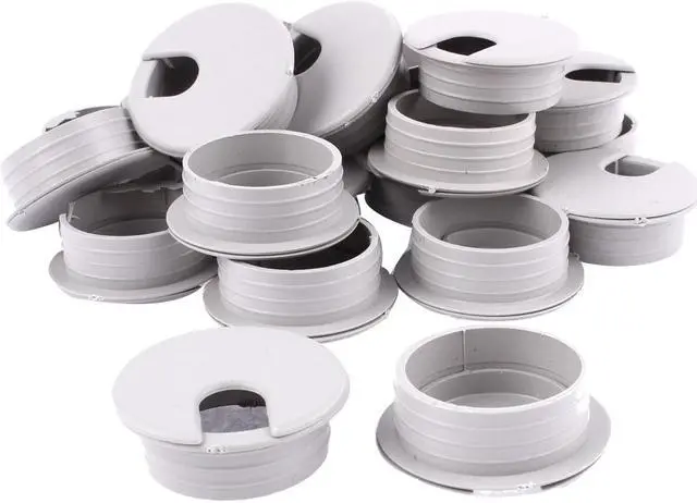 Main image of 35mm Dia PC Computer Desk Table Plastic Grommet Wire Cable Hole Cover Gray 24pcs