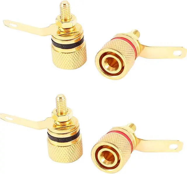 Main image of Unique Bargains 4 x DIY Audio Speaker Binding Post 4mm Banana Plug Socket Adapter Red Black