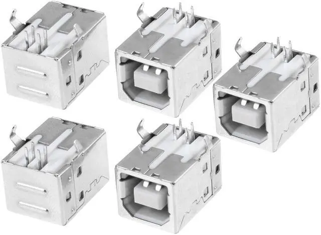 Main image of Unique Bargains 5 Pcs USB Type-B Female Right Angle PCB Mount Jack Socket
