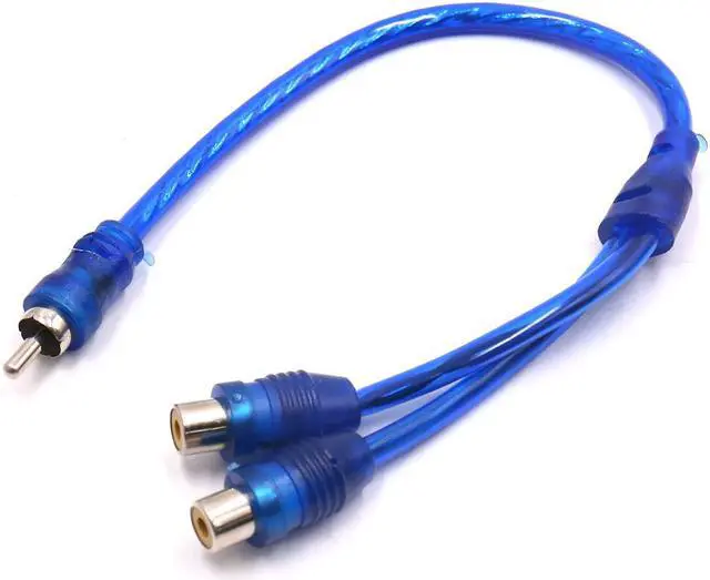 Alt view image 2 of 2 - 2Pcs Blue Female to Male RCA Splitter Adapter Car Audio Stereo Y Cable Wire Kit
