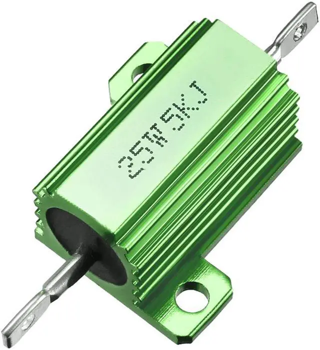Main image of Unique Bargains 25W 5k Ohm Aluminium Housing Chassis Mount Wirewound Power Resistors Green 1pcs