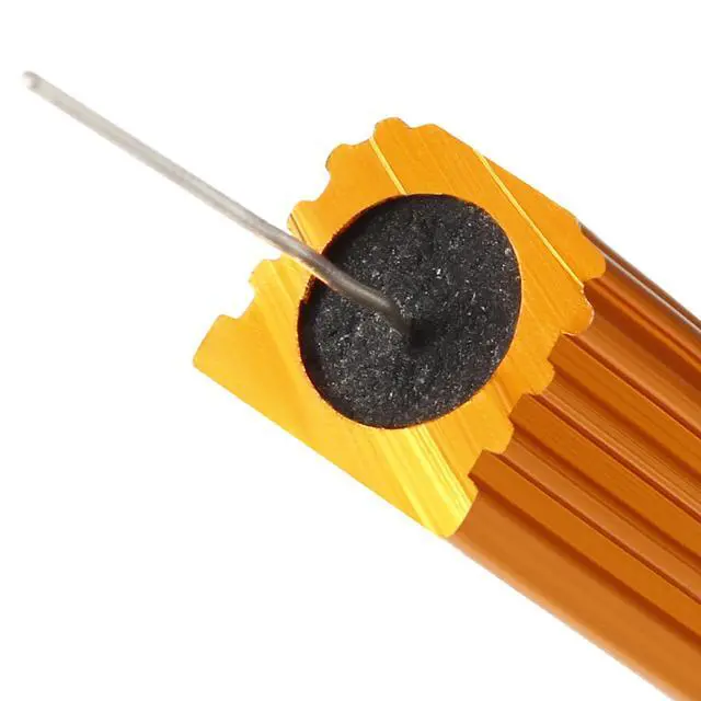 Alt view image 4 of 7 - 25W 50 Ohm 5% Aluminum Housing Resistor Screw Tap Chassis Mounted Aluminum Case Wirewound Resistor Load Resistors Gold Tone 1 Pcs