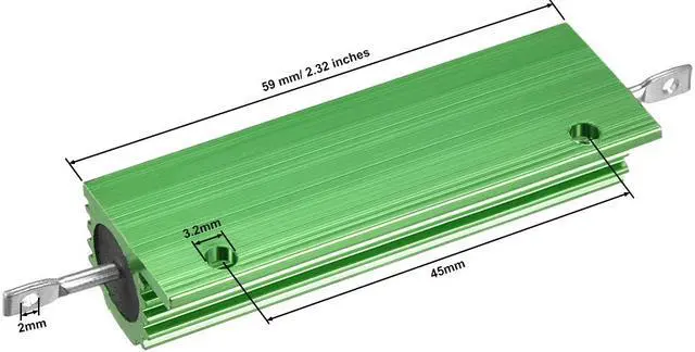 Alt view image 3 of 7 - Aluminum Case Resistor 10W 2.2 Ohm Green Wirewound for LED Rod Post 10W2.2RJ