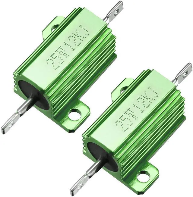 Main image of Unique Bargains 25W 12k Ohm Aluminium Housing Chassis Mount Wirewound Power Resistors Green 2pcs