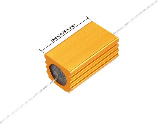 Alt view image 3 of 7 - 25W 50 Ohm 5% Aluminum Housing Resistor Screw Tap Chassis Mounted Aluminum Case Wirewound Resistor Load Resistors Gold Tone 1 Pcs