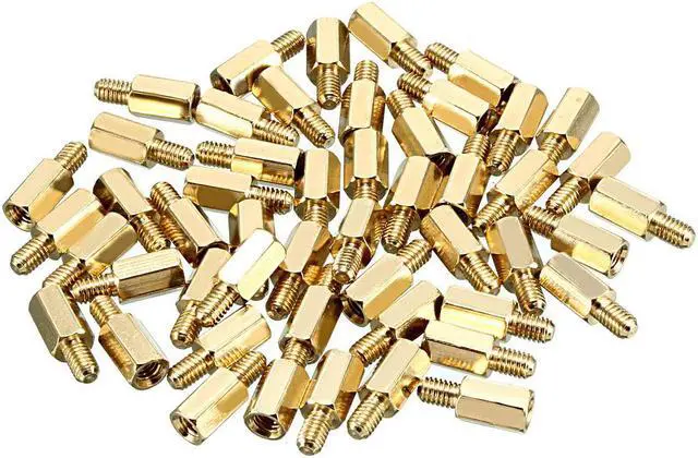 Main image of 50pcs M4 10+6mm Female Male Thread Brass Hex Standoff Spacer Screws PCB Pillar