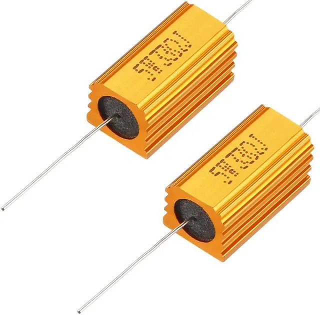 Main image of 25W 50 Ohm 5% Aluminum Housing Resistor Screw Tap Chassis Mounted Aluminum Case Wirewound Resistor Load Resistors Gold Tone 1 Pcs