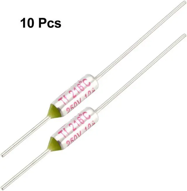 Alt view image 3 of 3 - Unique Bargains 10Pcs RY TF216 Celsius Degree Cutoff Thermal Fuse AC 250V 10A Light Green Silver