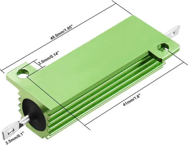 Alt view image 3 of 4 - Unique Bargains 50W 3.9 Ohm Aluminium Housing Chassis Mount Wirewound Power Resistor Green 2pcs