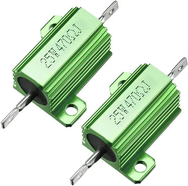 Main image of Unique Bargains 25W 470 Ohm Aluminium Housing Chassis Mount Wirewound Power Resistors Green 2pcs