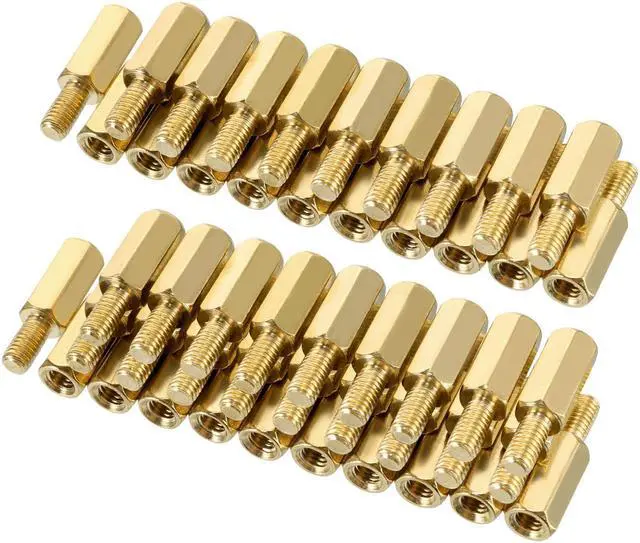 Main image of 50pcs M3 10+6mm Female Male Thread Brass Hex Standoff Spacer Screws PCB Pillar