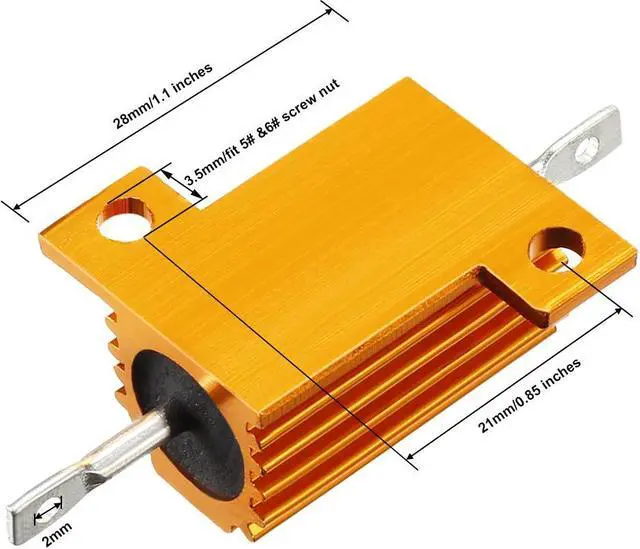 Alt view image 3 of 4 - Unique Bargains 25W 12 Ohm Aluminium Housing Chassis Mount Wirewound Power Resistors Gold 1pcs