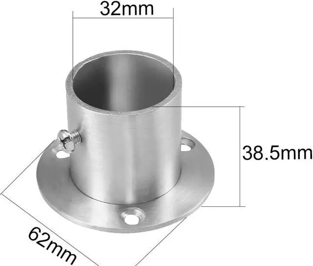 Alt view image 3 of 3 - Wardrobe Pipe Bracket, 32mm Dia, Wall Mount Hanging Rail Rod Support Socket 2pcs