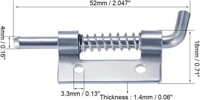 Alt view image 2 of 3 - 5pcs Carbon Steel Lock Bolt Spring Loaded Pin Latch 56mm Long (Left)