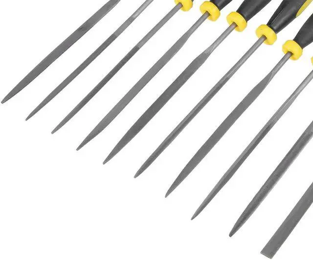 Alt view image 3 of 4 - 10Pcs Smooth Cut Bearing Steel Needle File Set with Rubber Handle, 3mm x 150mm