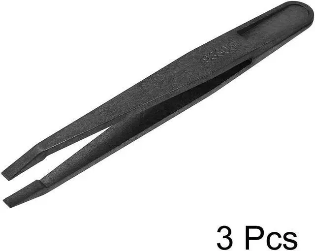 Alt view image 2 of 4 - Black Plastic Slant Tip Anti-static Tweezers 4.7 Inch Length 3pcs