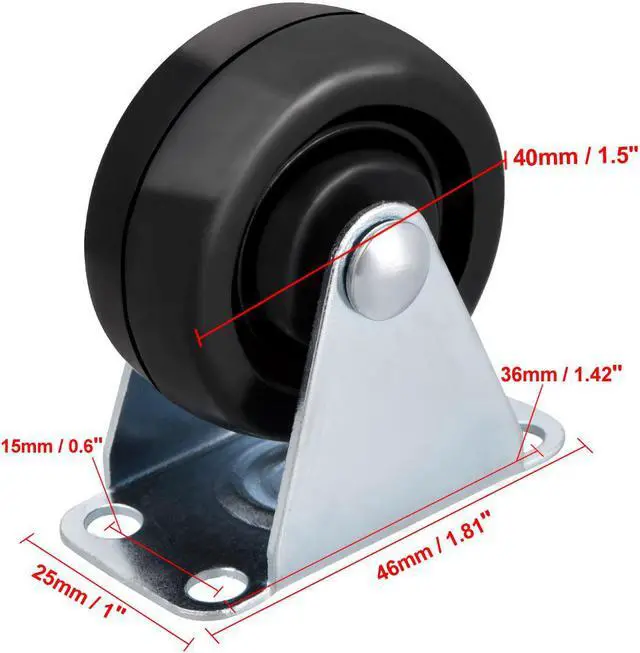 Alt view image 2 of 4 - 1.5 Inch Fixed Casters Wheels Rubber Top Plate Mounted Caster Wheel 44lb Capacity 2 Pcs