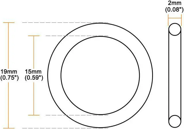 Alt view image 3 of 3 - O-Rings Nitrile Rubber 15mm x 19mm x 2mm Seal Rings Sealing Gasket 10pcs