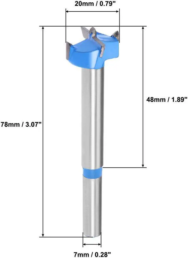 Alt view image 2 of 4 - 2pcs Carbide Hinge Boring Forstner Drill Bit, 20mm Diameter, 7mm Shank