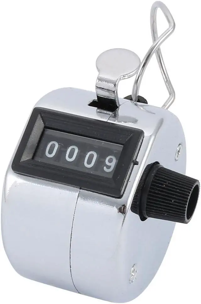 Main image of Hand Tally Counter 4 Digit Number Handheld Metal Mechanical Counter Lap Counter Digit Clicker to 9999