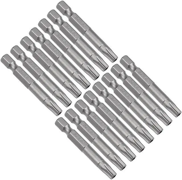 Main image of 15 Pcs 1/4" Hex Shank T30 Magnetic Security Torx Screwdriver Bits 50mm Length