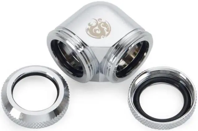 Alt view image 2 of 3 - Bitspower Silver Shining Enhance 90-Degree Dual Multi-Link Adapter For OD 16MM (2 PCS)