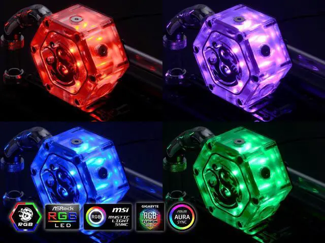 Alt view image 4 of 10 - Bitspower Water Tank Hexagon 34 With RGB, Clear