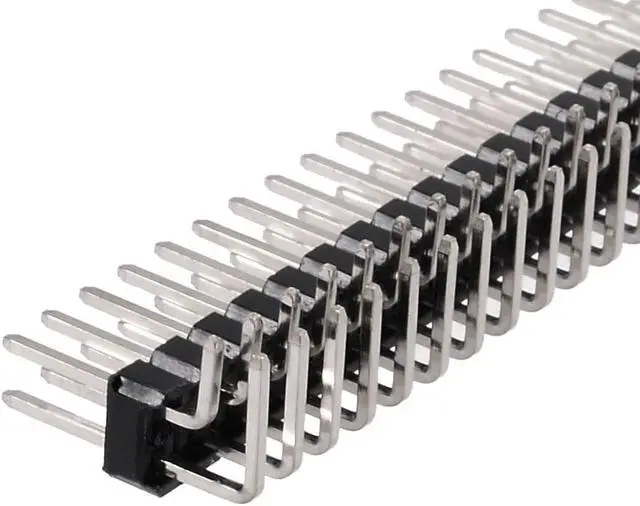 Alt view image 4 of 4 - 5Pcs 2.54mm Pitch 40-Pin Double Row Right Angle Connector Pin Header Strip