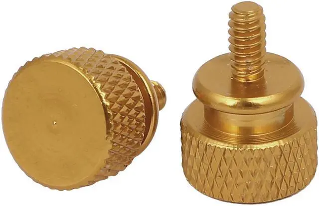 Alt view image 2 of 3 - Computer PC Case Fully Threaded Knurled Thumb Screws Gold Tone 6#-32 4pcs