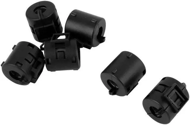 Main image of Unique Bargains 6 x Clip On EMI RFI Noise Ferrite Core Filters for 8mm Cable