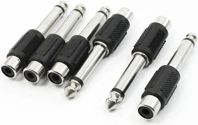 Main image of Unique Bargains 6.35mm Dia Mono Audio Male Plug to RCA Female Jack Adapter Converter x 6