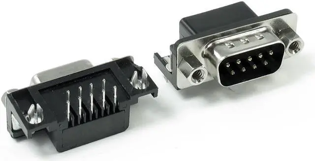 Main image of Unique Bargains DB9 9 Pin 2-Row Male Female Port Right Angle Solder Type Connector