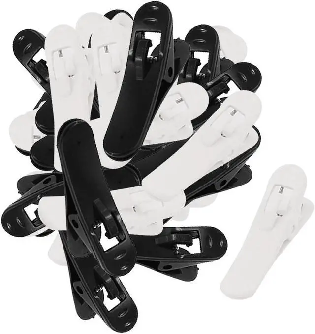Main image of Unique Bargains Plastic Earphone Headphone Cable Wire Clip Nip Clamp Black White 50 Pcs