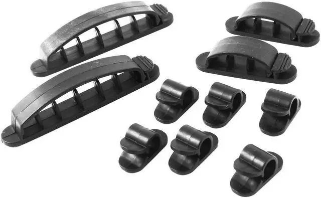 Main image of Unique Bargains Home Office Networking Adhesive Wire Holder Clip Black 10 in 1