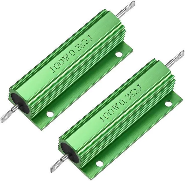 Main image of Unique Bargains 2 Pcs Aluminum Case Resistor 100W 0.3Ohm Wirewound for LED Replacement Converter