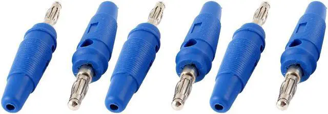 Main image of Unique Bargains 6pcs Audio Speaker Wire Cord Banana Plug Screw Type Connector Jack Blue 3mm