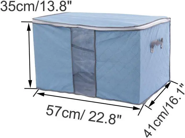 Alt view image 2 of 3 - Unique Bargains Home Quilt Blanket Clothing Storage Zipper Bag Case Container Box Blue