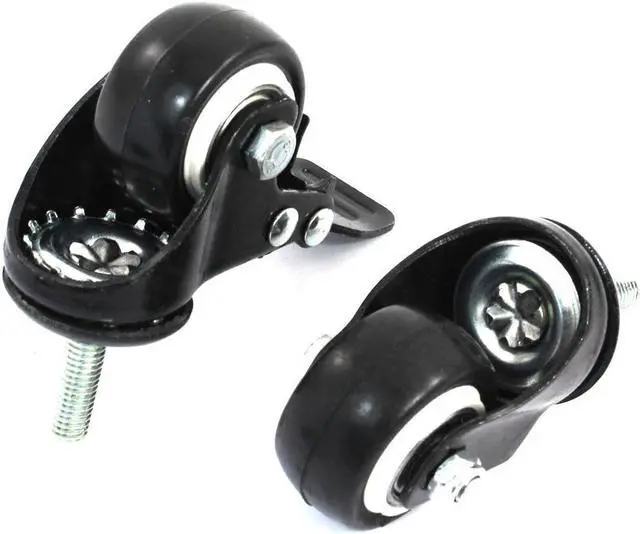 Alt view image 2 of 2 - Unique Bargains 8mm Male Thread 1.5" Round Brake Swivel Wheel Caster Black 4 Pcs