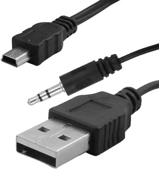 Alt view image 2 of 2 - Audio 3.5mm Jack USB 2.0 Type A Male to Mini USB Type B Male Data Cable 3 Pcs