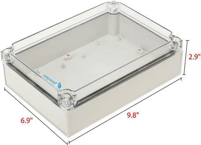 Alt view image 2 of 5 - 6.9"x9.8"x2.9"ABS Waterproof Junction Box Universal Project Enclosure w PC Cover