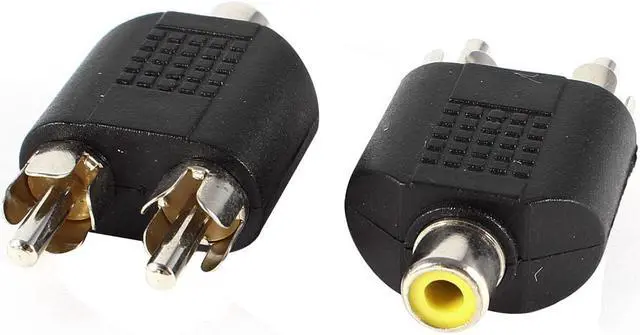 Main image of Unique Bargains 2 Pieces RCA Female Jack to 2 x Male Plug F/M Adapter Straight Connnector