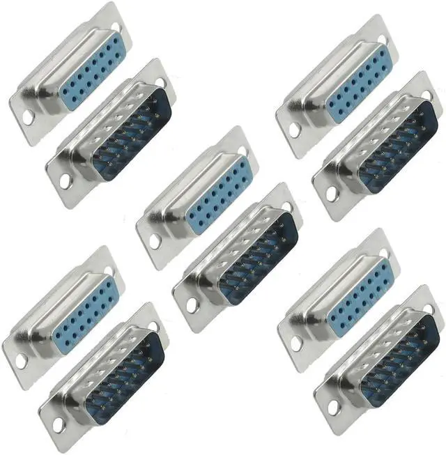 Main image of Unique Bargains PCB Mount Solder Type D-Sub DB 15 Pin Female to Male Connector