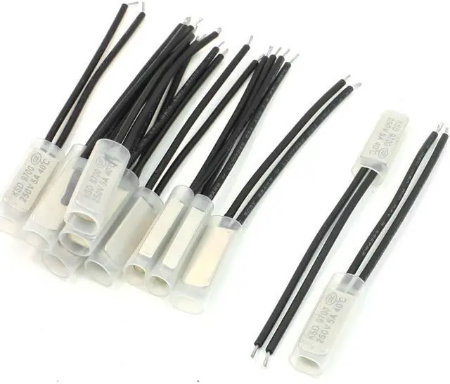 Main image of Unique Bargains 12 Pcs NC 40C 2 Wire Connector Bimetal Thermal Thermostat Switch 250V 5A