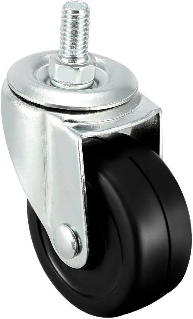 Main image of Swivel Casters 2 Inch Rubber M8 x 15mm Screw Threaded Caster Wheels Black 8 Pcs