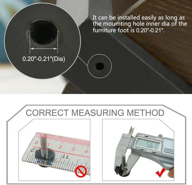 Alt view image 3 of 7 - M6 x 24 x 18mm Furniture Glide Leveling Feet Floor Protector for Table Leg 20pcs