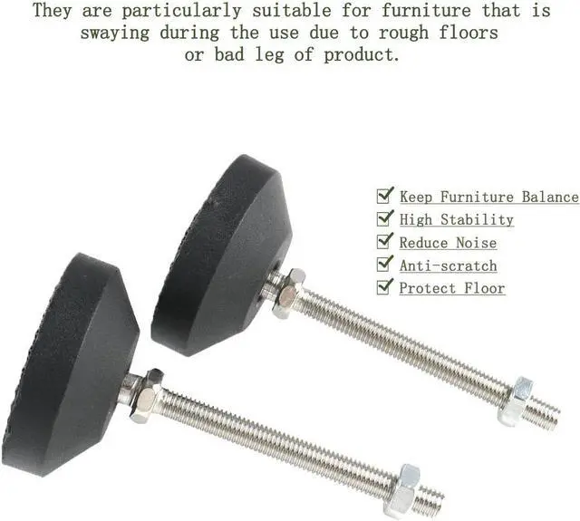 Alt view image 6 of 7 - M8 x 50 x 50mm Leveling Feet Adjustable Leveler Protector for Machine Leg 2pcs