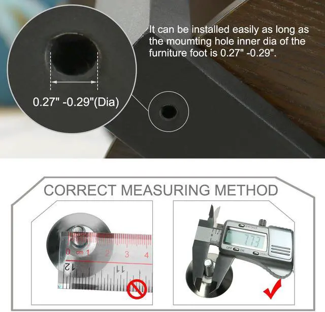 Alt view image 3 of 7 - M8 x 20 x 30mm Furniture Glide Leveling Feet Base Protector for Desk Leg 2pcs