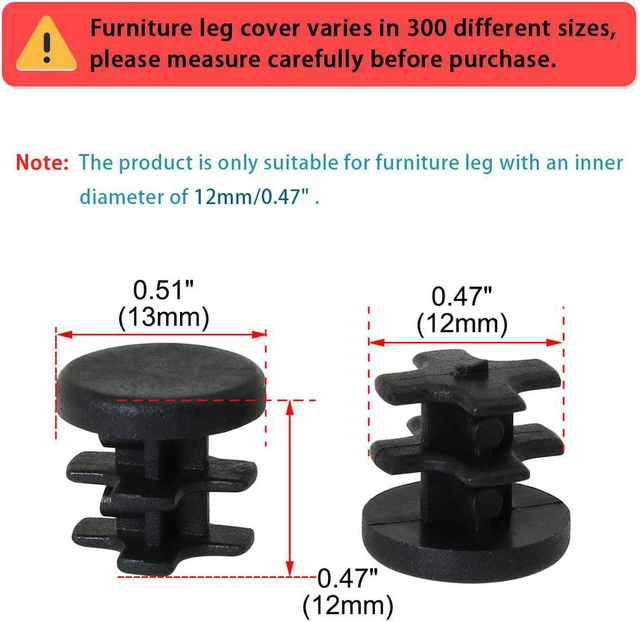 Alt view image 2 of 7 - 13mm 0.51" OD Plastic Tube Inserts Pipe Caps 8pcs 0.4"-0.47" Inner Dia Eqpt Legs